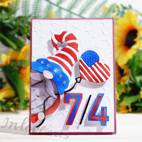 Inlovearts Independence Day Theme Gnome Holding Balloon Cutting Dies