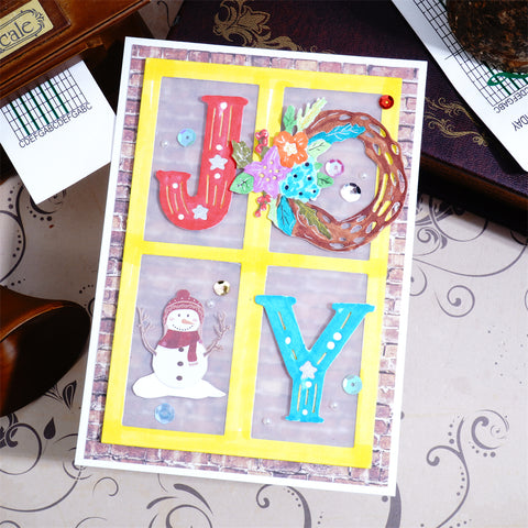 Inlovearts JOY Word with Four-grid Background Board Cutting Dies