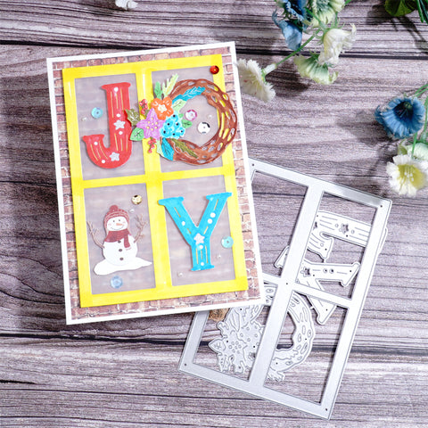 Inlovearts JOY Word with Four-grid Background Board Cutting Dies