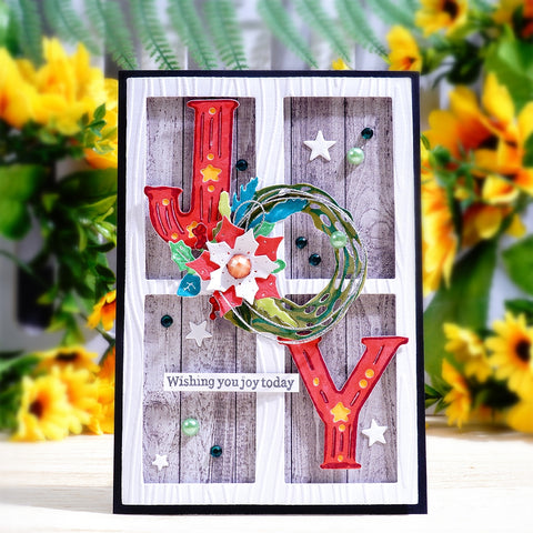 Inlovearts JOY Word with Four-grid Background Board Cutting Dies