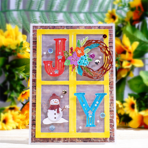 Inlovearts JOY Word with Four-grid Background Board Cutting Dies