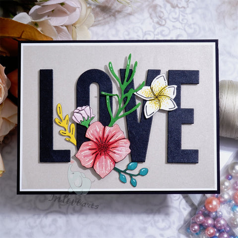 Inlovearts LOVE Word and Flowers Cutting Dies