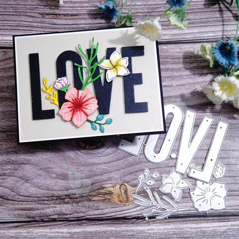 Inlovearts LOVE Word and Flowers Cutting Dies