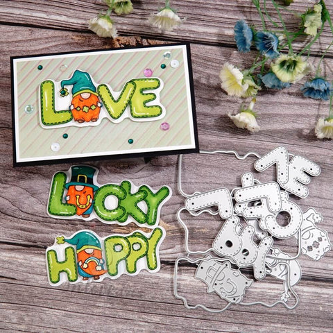 Inlovearts "LUCKY, LOVE,HAPPY" Cutting Dies