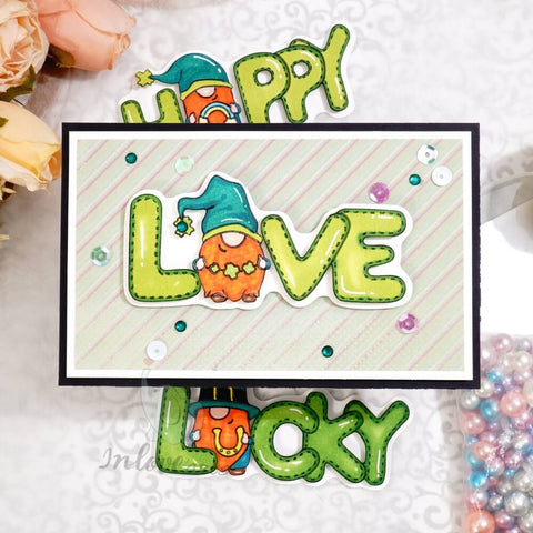 Inlovearts "LUCKY, LOVE,HAPPY" Cutting Dies