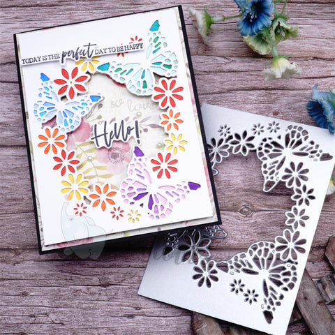 Inlovearts Lace Flower and Butterfly Background Board Cutting Dies