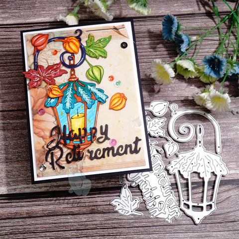 Inlovearts Lamp and "Happy Retirement" Word Cutting Dies