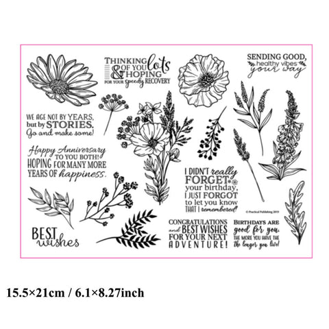 Inlovearts Leaves and Word Set Clear Stamps