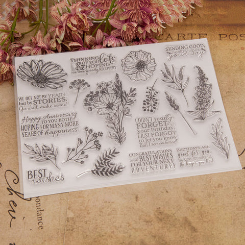 Inlovearts Leaves and Word Set Clear Stamps