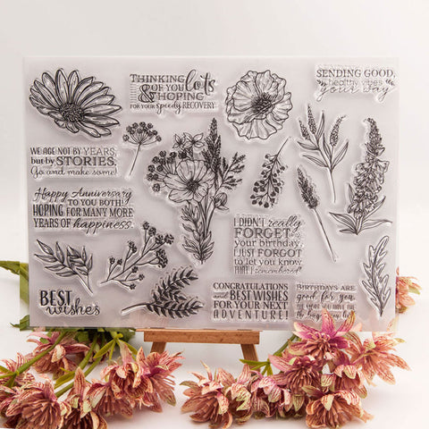 Inlovearts Leaves and Word Set Clear Stamps