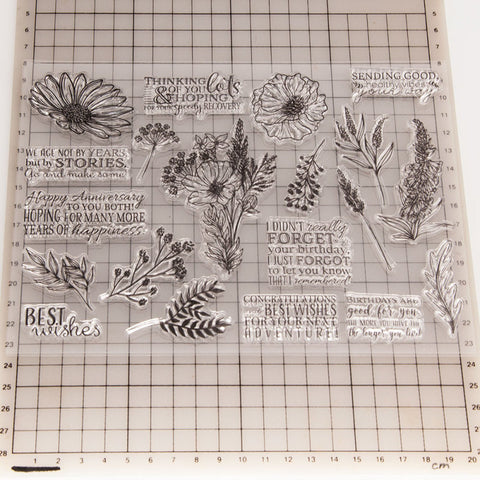 Inlovearts Leaves and Word Set Clear Stamps