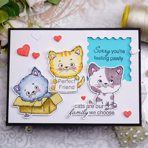 Inlovearts Little Cats Theme Dies with Stamps Set