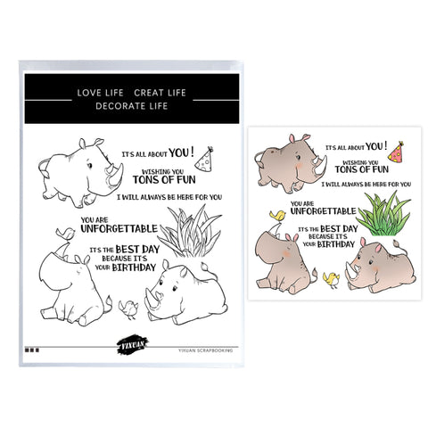Inlovearts Little Rhino Die with Stamps Set