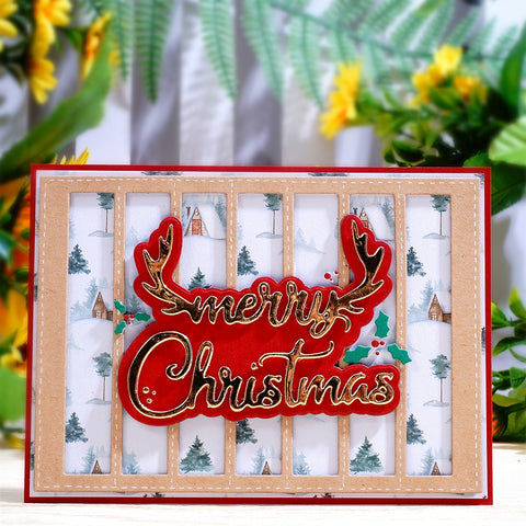 Inlovearts Merry Christmas with Deer Horn Cutting Dies