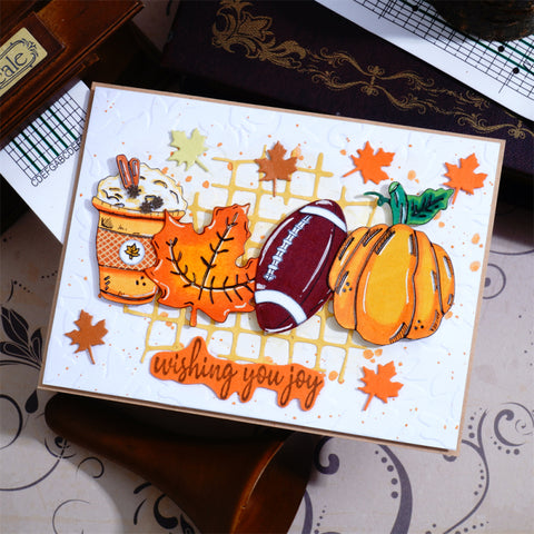 Inlovearts Milk Tea Maple Leaf Rugby and Pumpkin Cutting Dies