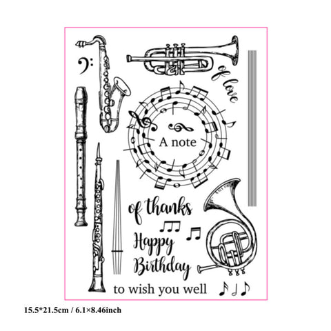 Inlovearts Musical Instrument Clear Stamps