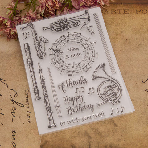 Inlovearts Musical Instrument Clear Stamps