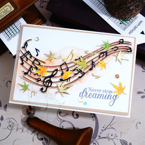 Inlovearts Musical Notation Wave Border Cutting Dies