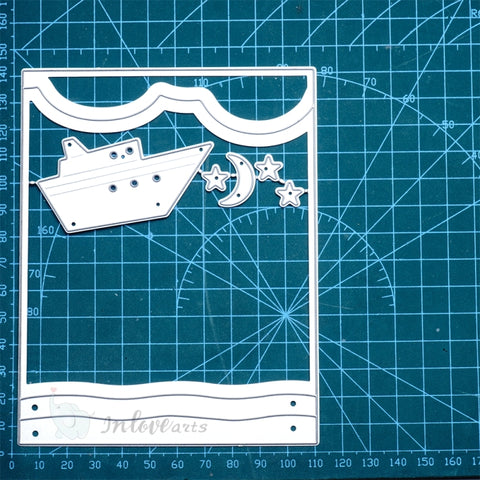 Inlovearts Night Boat Background Board Cutting Dies