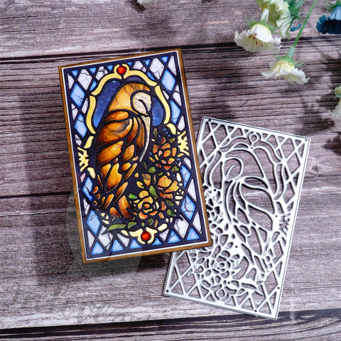 Inlovearts Owl with Vintage Pattern Background Board Cutting Dies