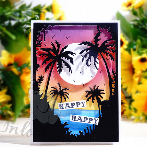Inlovearts Palm Tree Background Board Cutting Dies