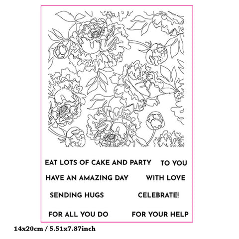 Inlovearts Peony Flowers Clear Stamps