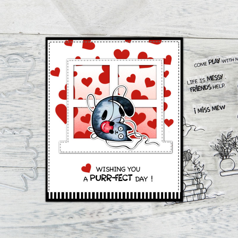Inlovearts Pet Cat Die with Stamps Set