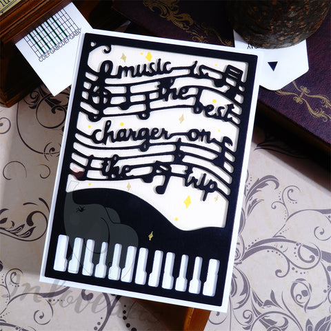 Inlovearts Piano and Music Note Background Board Cutting Dies