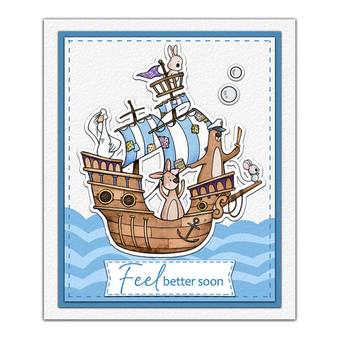 Inlovearts Pirate Sailing Ship Dies with Stamps Set