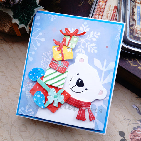 Inlovearts Polar Bear Holding Gifts Cutting Dies
