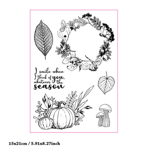 Inlovearts Pumpkin and Leaf Frame Clear Stamps