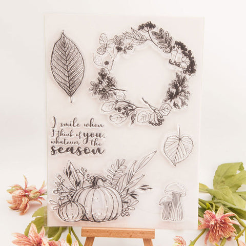 Inlovearts Pumpkin and Leaf Frame Clear Stamps