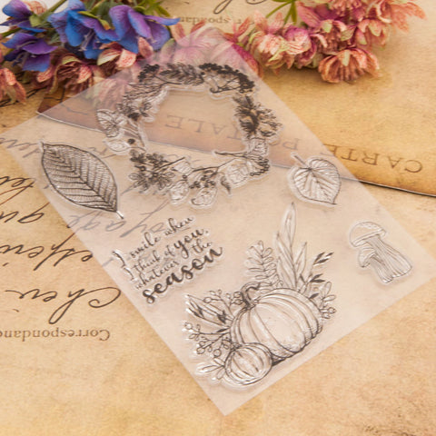 Inlovearts Pumpkin and Leaf Frame Clear Stamps