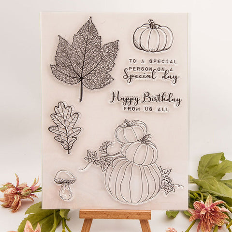 Inlovearts Pumpkin and Maple Leaf Clear Stamps