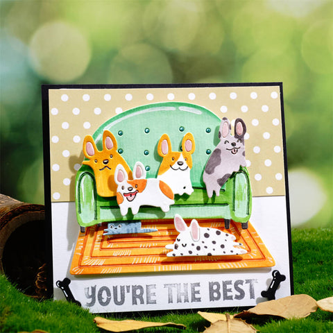 Inlovearts Lovely Pet Dogs on the Sofa Cutting Dies