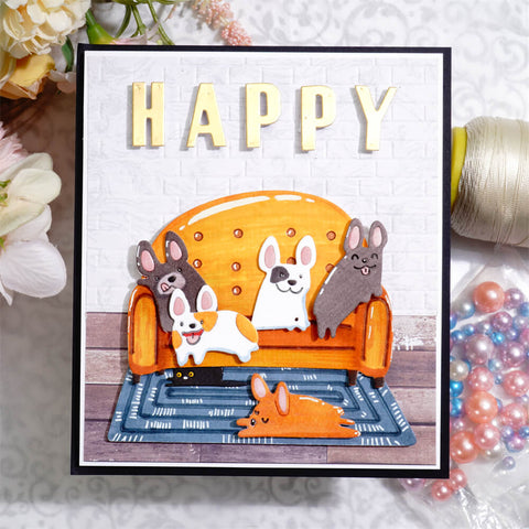 Inlovearts Lovely Pet Dogs on the Sofa Cutting Dies