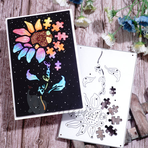 Inlovearts Puzzle and Flower Background Board Cutting Dies