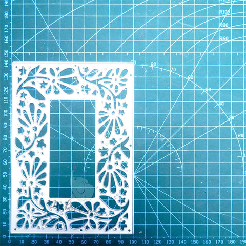 Inlovearts Rectangular Floral Frame Cutting Dies