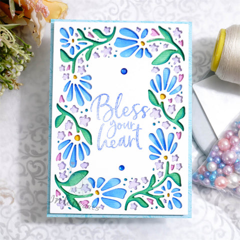 Inlovearts Rectangular Floral Frame Cutting Dies