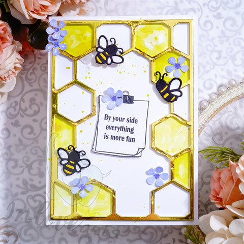 Inlovearts Rectangular Honeycomb Background Board Cutting Dies