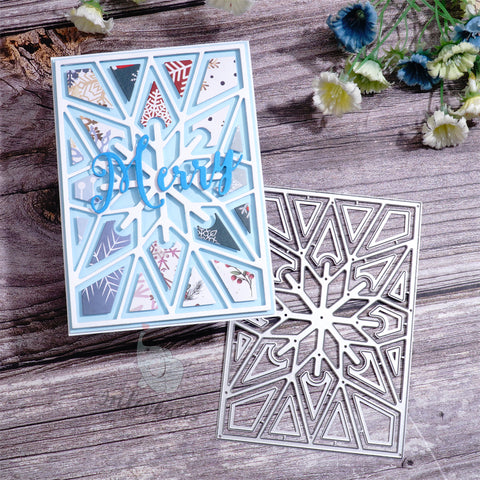 Inlovearts Rectangular Snowflake Background Board Cutting Dies