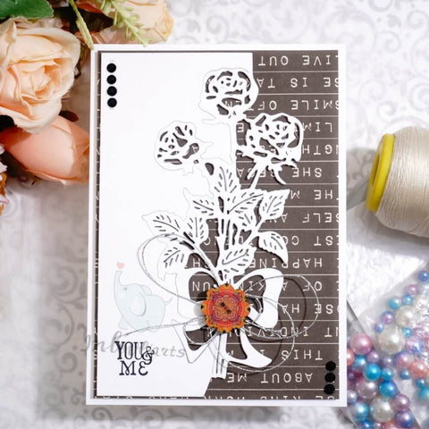 Inlovearts Rose Bouquet Half Border Cutting Dies