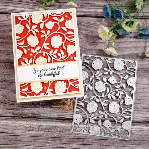 Inlovearts Rose Vine Background Board Cutting Dies