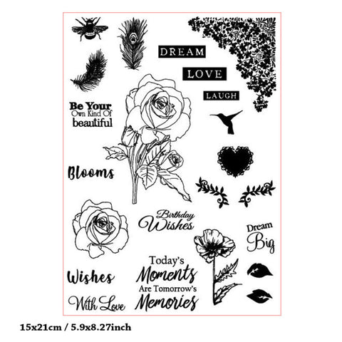 Inlovearts Rose and Warming Phrases Clear Stamps