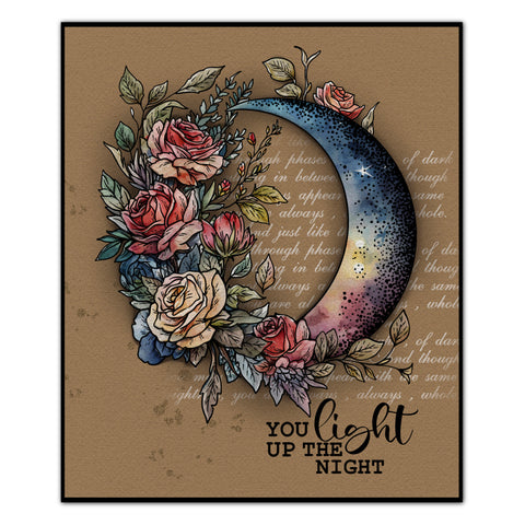 Inlovearts Rose on the Moon Die with Stamps Set