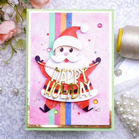 Inlovearts Santa Claus Holding Word Flag Cutting Dies