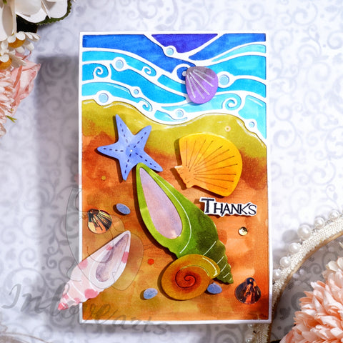 Inlovearts Seaside and Conches Background Board Cutting Dies