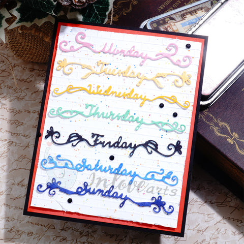 Inlovearts Seven Days Lace Pattern Word Cutting Dies