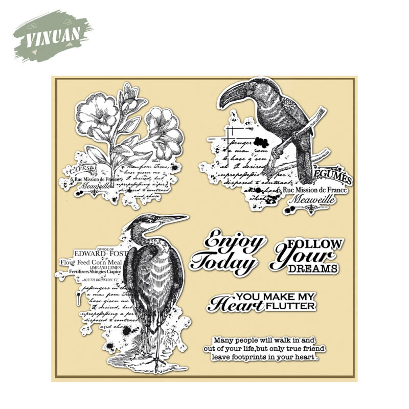 Inlovearts Sharp-billed Bird and Flower Clear Stamps