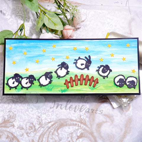 Inlovearts Sheep Jumping Fence Cutting Dies